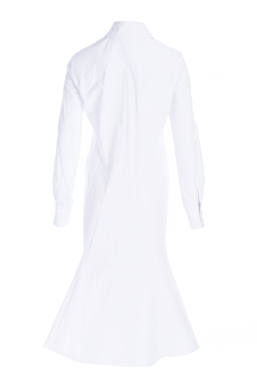 Shirt-dress mermaid from poplin in white with glass buttons