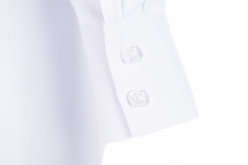 Shirt-dress mermaid from poplin in white with glass buttons