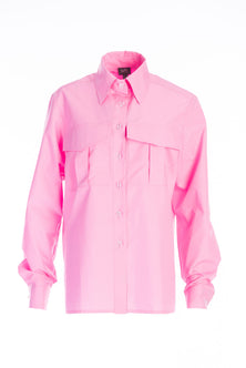 Loose shirt in candy pink poplin