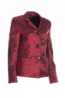 Burlesque Jacket in Red – Detail close-up – Silvy Rowson