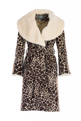 Double Breasted Giraffe Print Coat