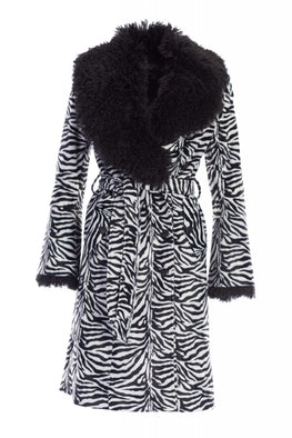 Double-Breasted Zebra Print Coat