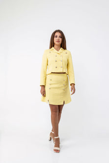 Short-cut boucle jacket in yellow