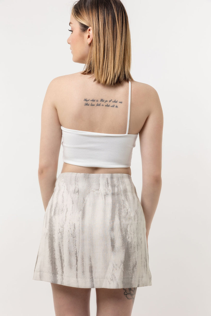 Trapeze line skirt in grey linen