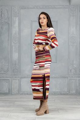 Women's dress in colorful stripes