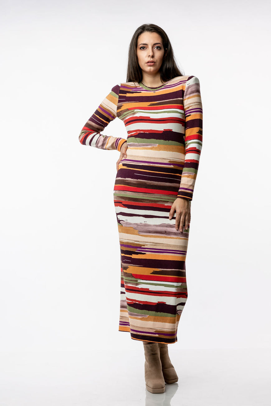 Women's dress in colorful stripes