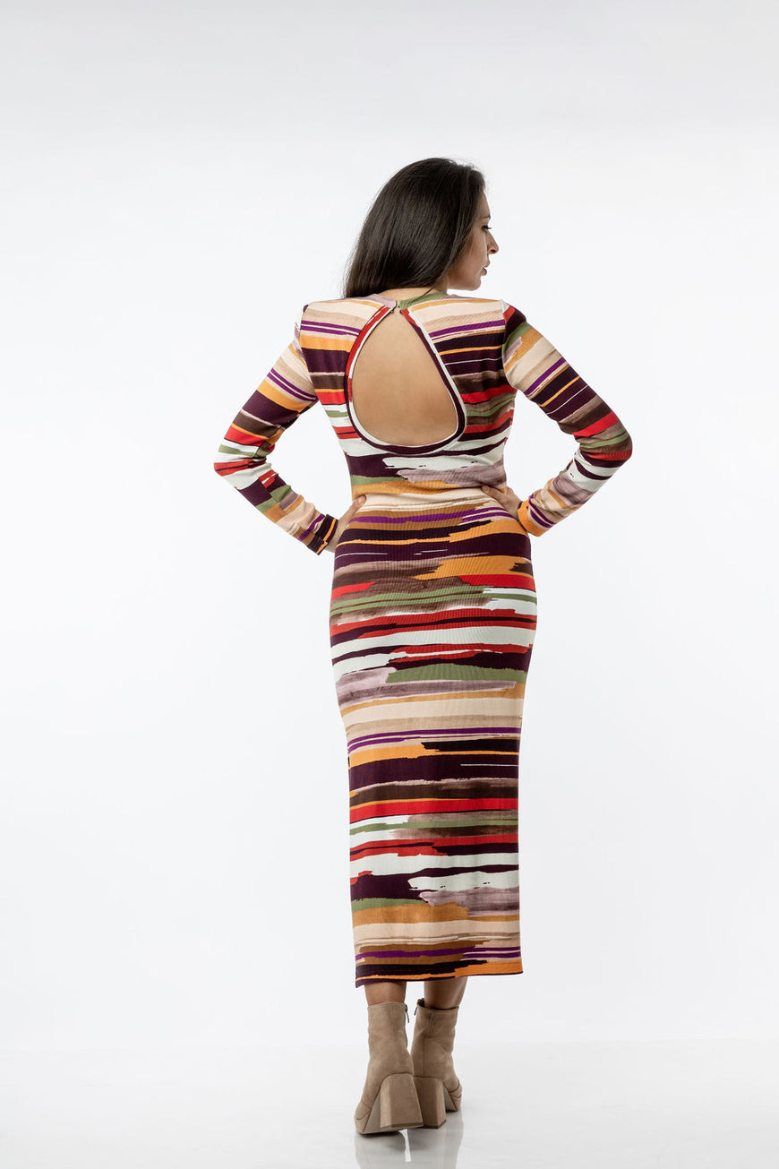 Women's dress in colorful stripes