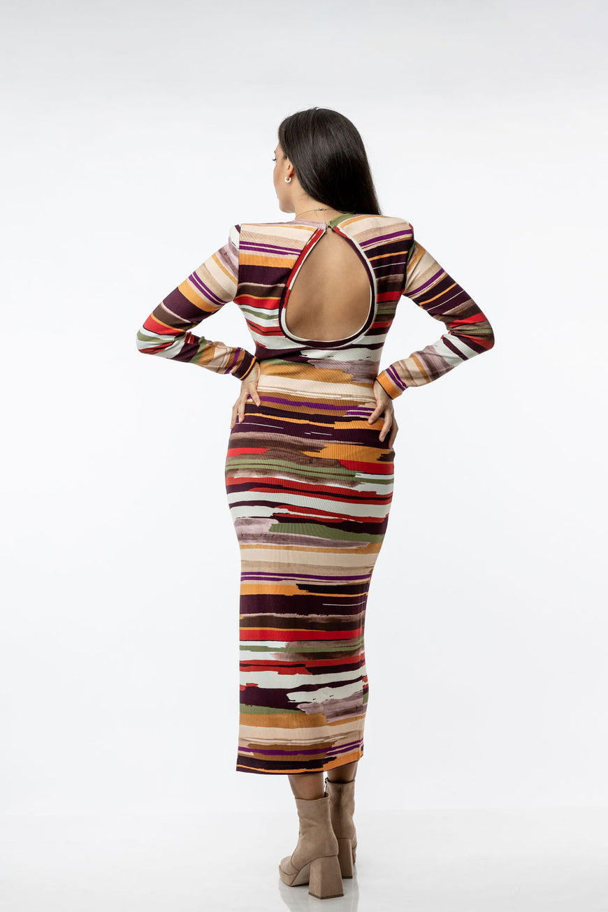 Women's dress in colorful stripes