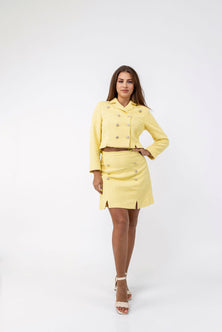 Trapeze skirt in yellow boucle