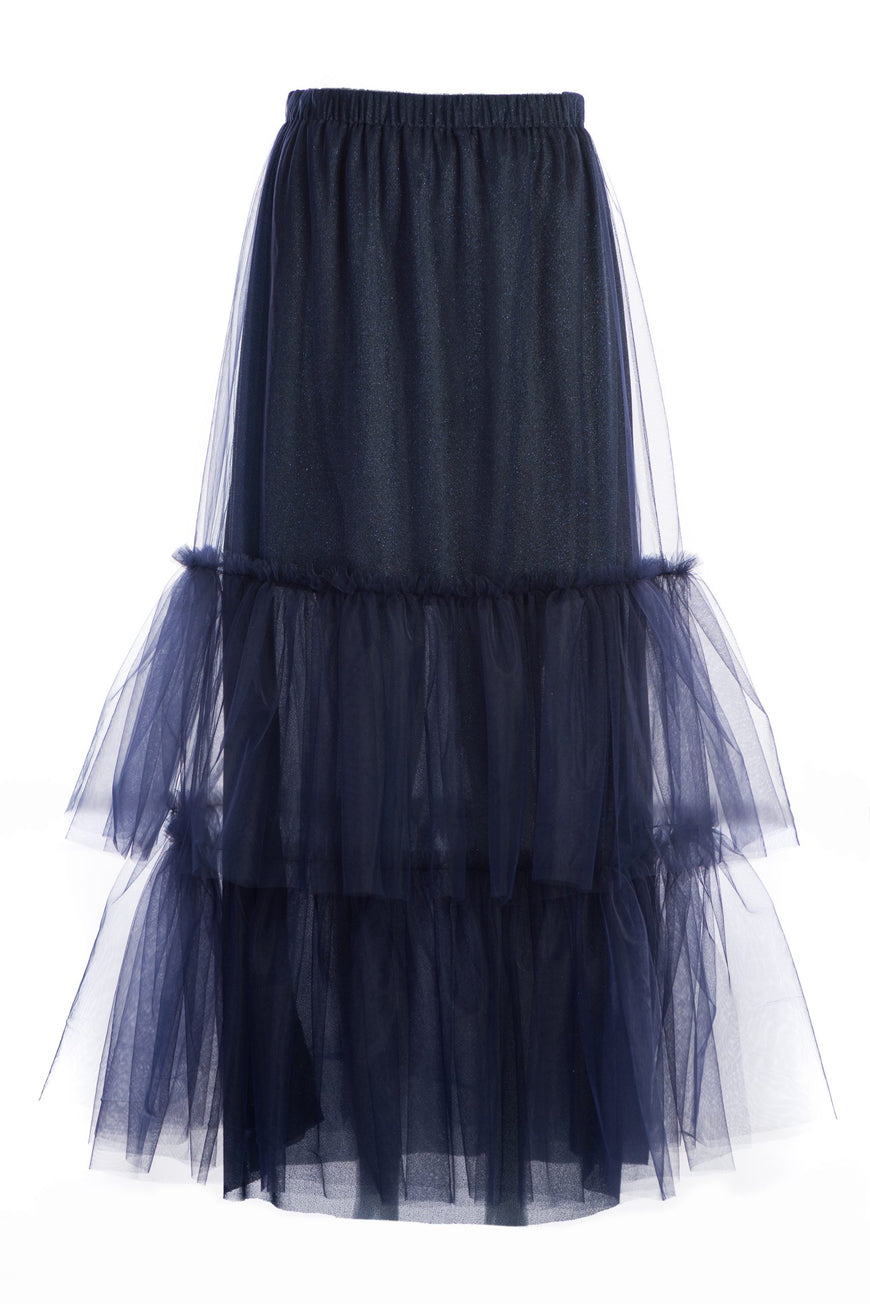 Skirt with 2 frills midnight blue