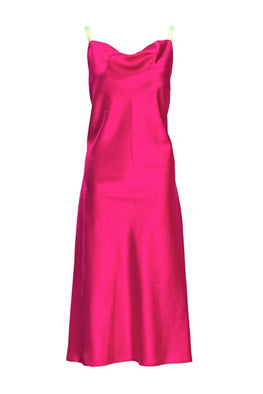 Dress with greek neckline in pink – Back view – Silvy Rowson